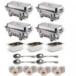 48995 Special Pack of 4 Olympia Chafing Dishes With Extra Pans, Fuel and Spoons