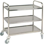 31001 Omega 3 Tier Flat Pack Trolley St/St - 855Lx535Wx940mmH