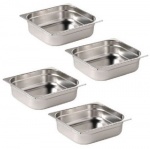 26549 Pack of 4 Omega Stainless Steel 1/2 Size Pans for Chafing Dishes