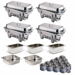 43626 GREAT PACKAGE DEAL!! 4  Olympia Chafing Dishes PLUS Extra Food Pans and Fuel