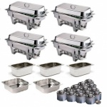 43626 GREAT PACKAGE DEAL!! 4  Olympia Chafing Dishes PLUS Extra Food Pans and Fuel